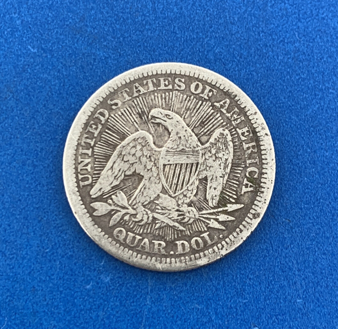 1853 25c Arrows & Rays Seated Liberty Quarter 90% Silver Rare Date Type Coin