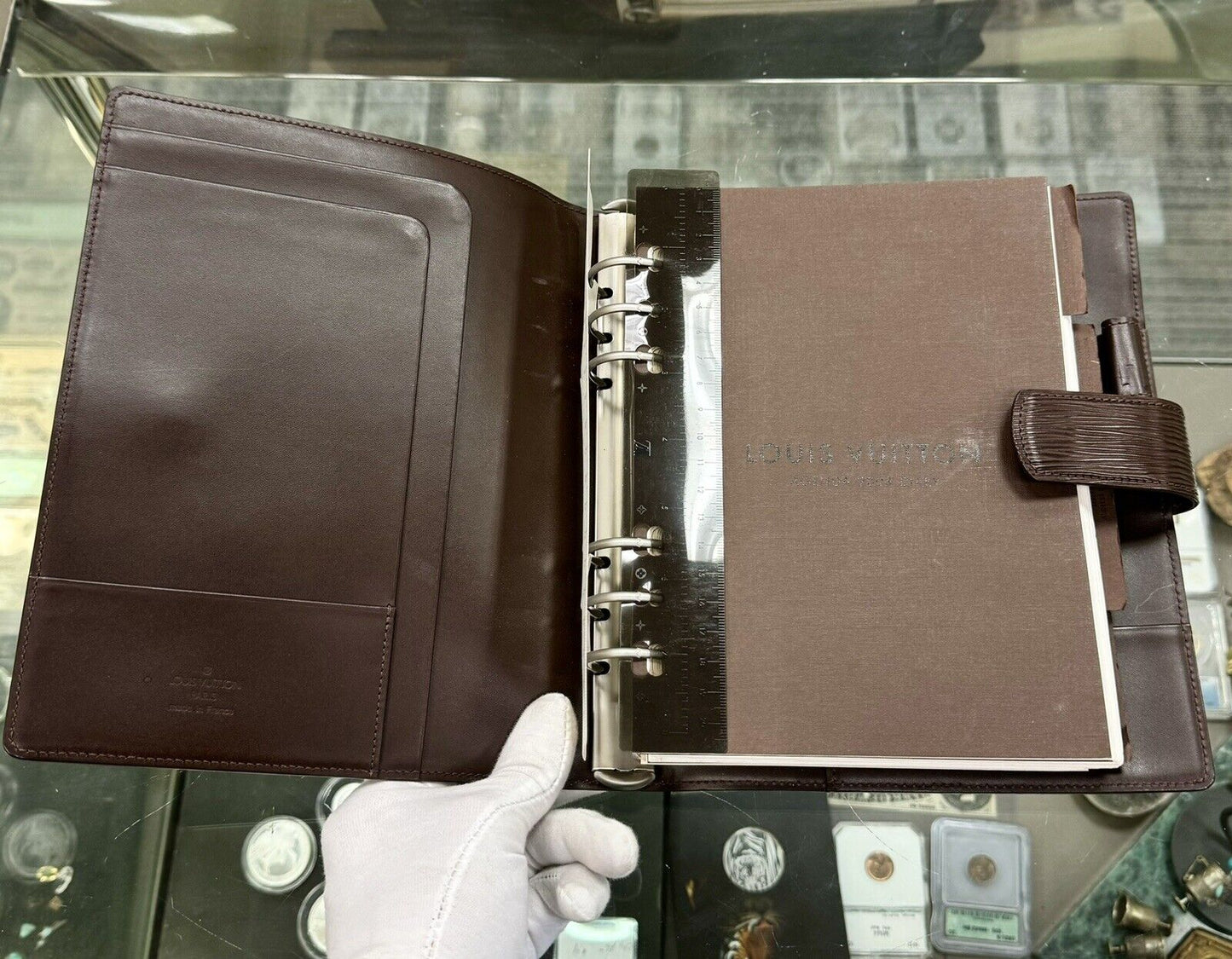 Louis Vuitton Epi Brown Leather Large Ring Agenda Diary Binder Calendar Planner