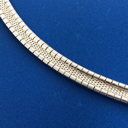 Classic Milor Italy Sterling Silver 925 Omega Snake Wide Choker Necklace