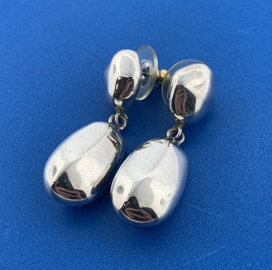 Designer LT Sterling Silver 925 Shaped Oval & Circle Stud Dangle Earrings