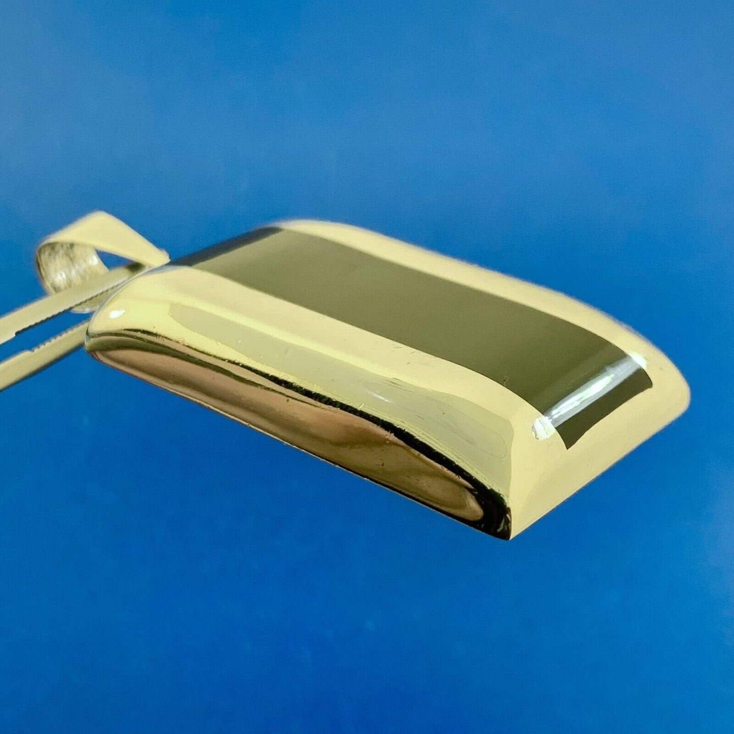 Designer ATI Mexico 925 Sterling Silver Black Enamel Rectangle Statement Pendant