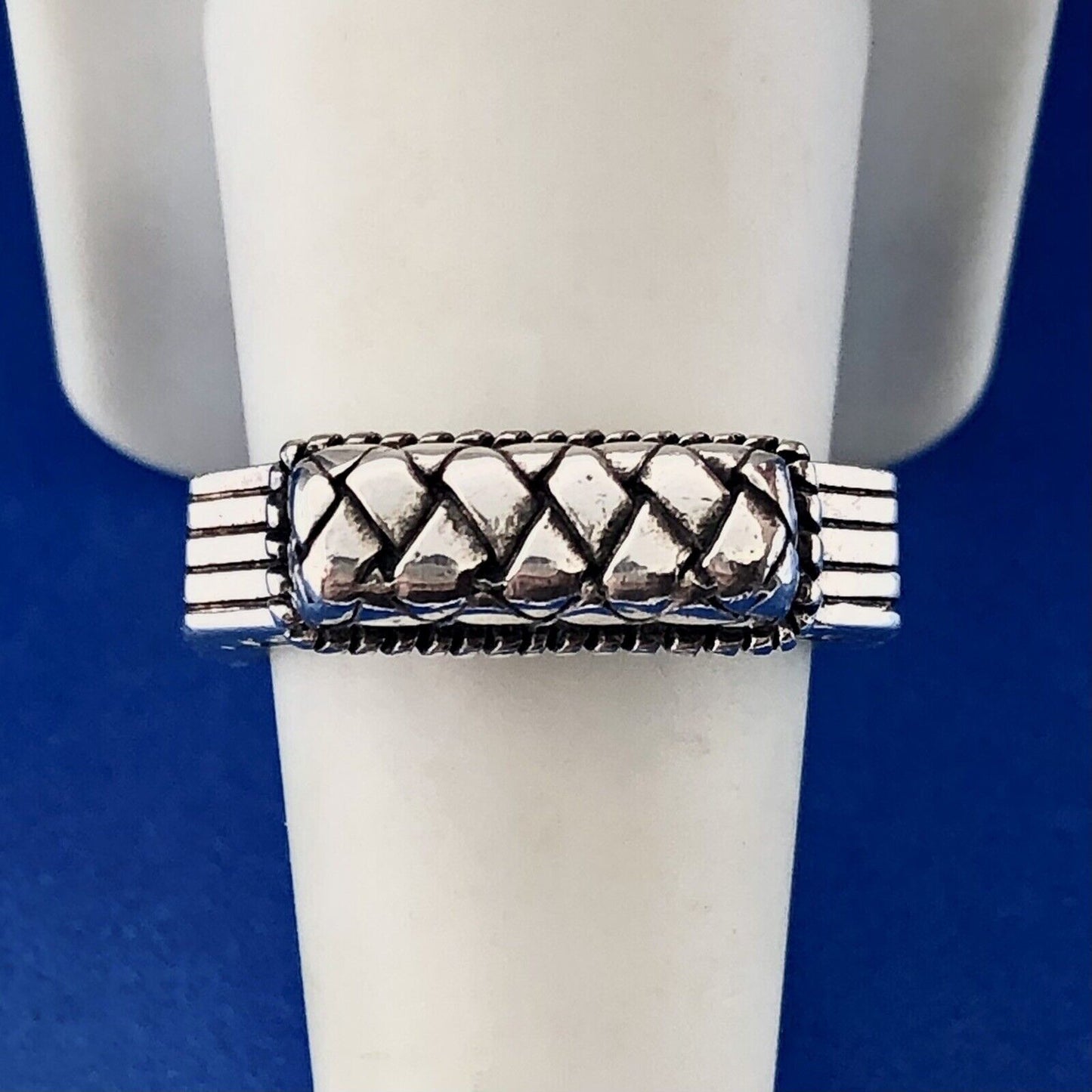 Designer 925 Sterling Silver Architectural Scroll Bar Dome Ring