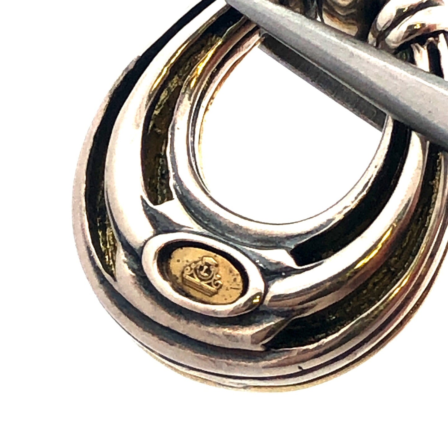 Designer Lagos Caviar 925 Sterling Silver 18K Gold Loop Dangle Stud Earrings