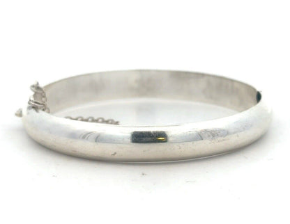 Estate 925 Sterling Silver Polished Hinged Cuff Bangle Bracelet