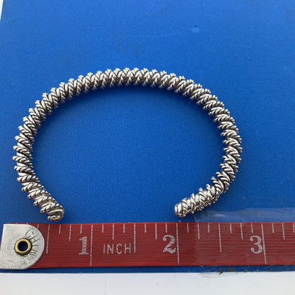 925 Sterling Silver Wire Wrapped Open Statement Cuff Bracelet