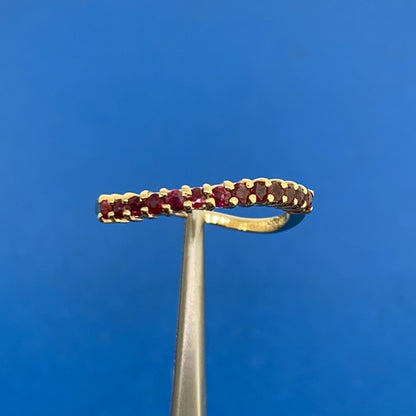 Designer 14K Yellow Gold Ruby Stackable Wave Band Ring