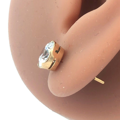 Stunning Classic 14K Yellow Gold Cubic Zirconia CZ Statement Stud Earrings
