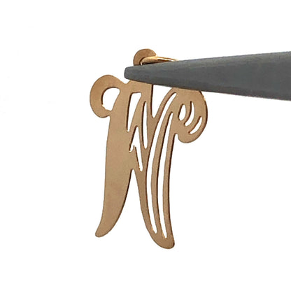Designer 14K Yellow Gold Script Initial W Monogram Alphabet Charm Pendant