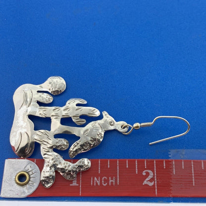Designer Mexico Alpaca Silver Desert Scene Statement Drop Dangle Earrings