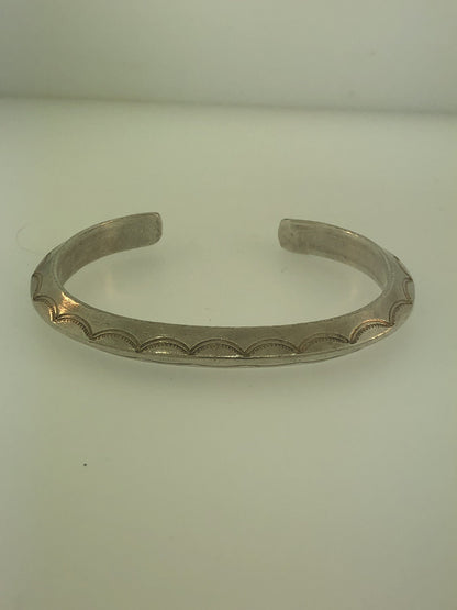 Vintage Native American 925 Sterling Silver Concho Statement Cuff Bracelet