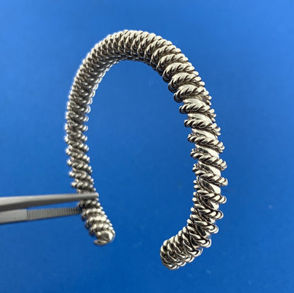 925 Sterling Silver Wire Wrapped Open Statement Cuff Bracelet