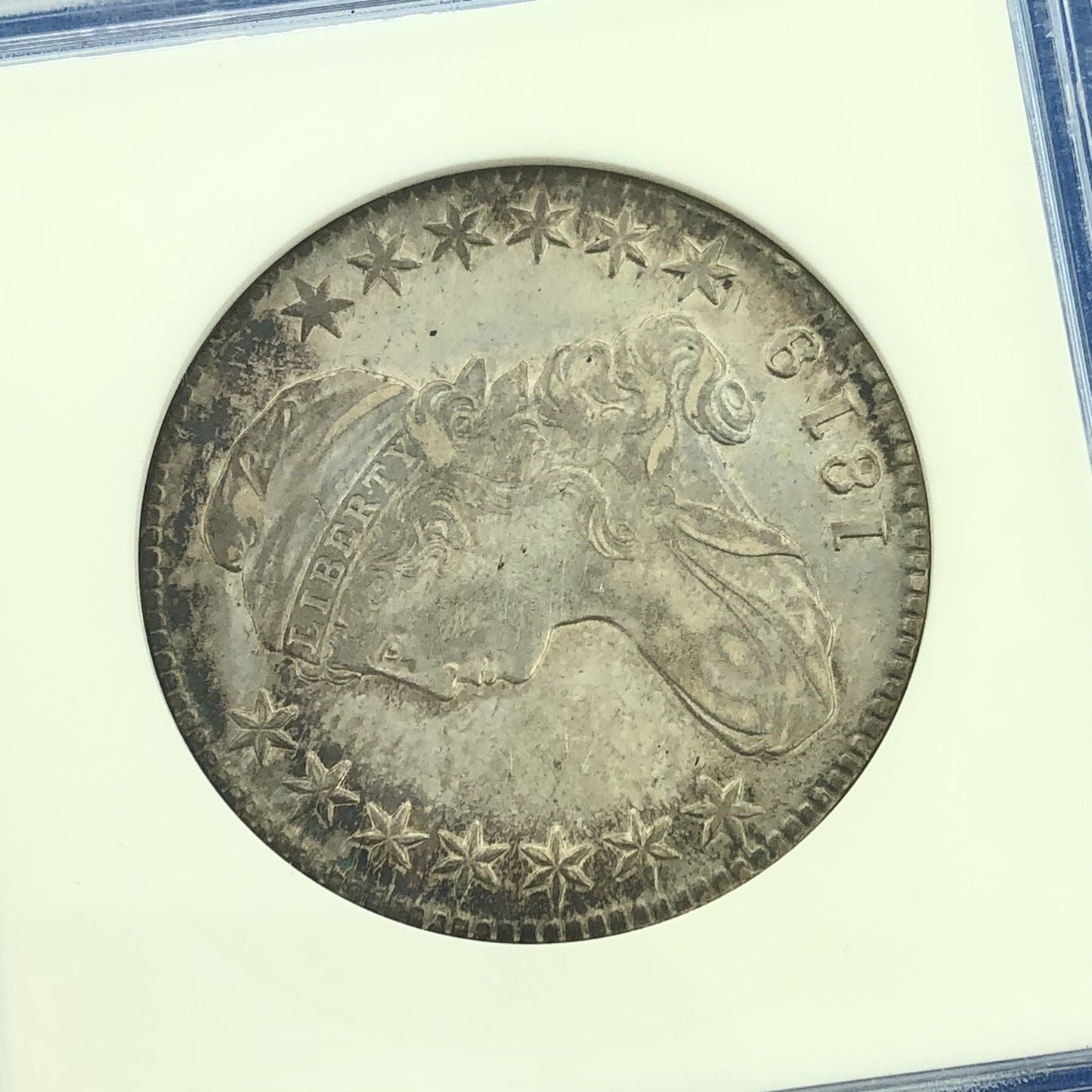 1819/8 Capped Bust Silver Half Dollar 50c Lettered Edge ANACS AU53 Details Coin