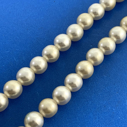 Estate 14K Yellow Gold Creamy Pearl Bead Necklace