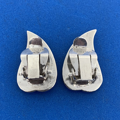 Vintage Siam Sterling Silver Nielloware Goddess Manimekhala Clip Earrings