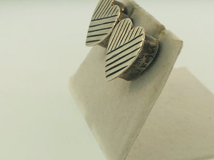 Retired Mignon Faget 14K Yellow Gold Sterling Silver Hard Hearts Stud Earrings