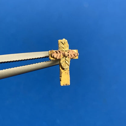 Designer 14K Yellow & Rose Gold Petite Cross Stud Earrings