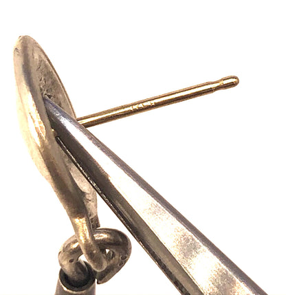 Designer 925 Sterling Silver 14k Gold Modernist Teardrop Stud Dangle Earrings