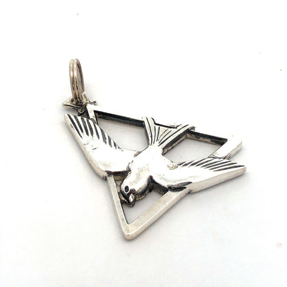 Designer Creed 925 Sterling Silver Peace Dove Holy Trinity Religious Pendant