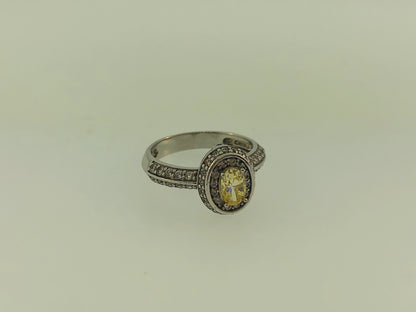 Sterling Silver Yellow White Cubic Zirconia Engagement Bridal Ring S179