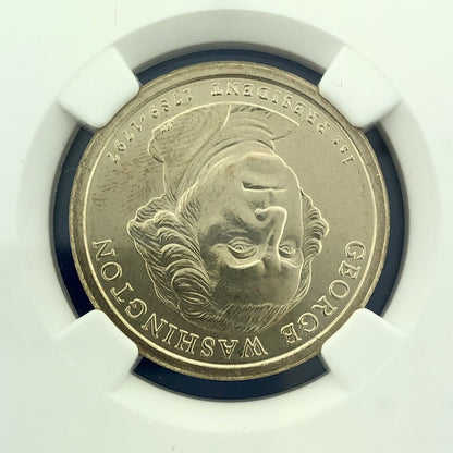 2007 NGC MS65 George Washington Presidential Dollar Missing Edge Lettering Error