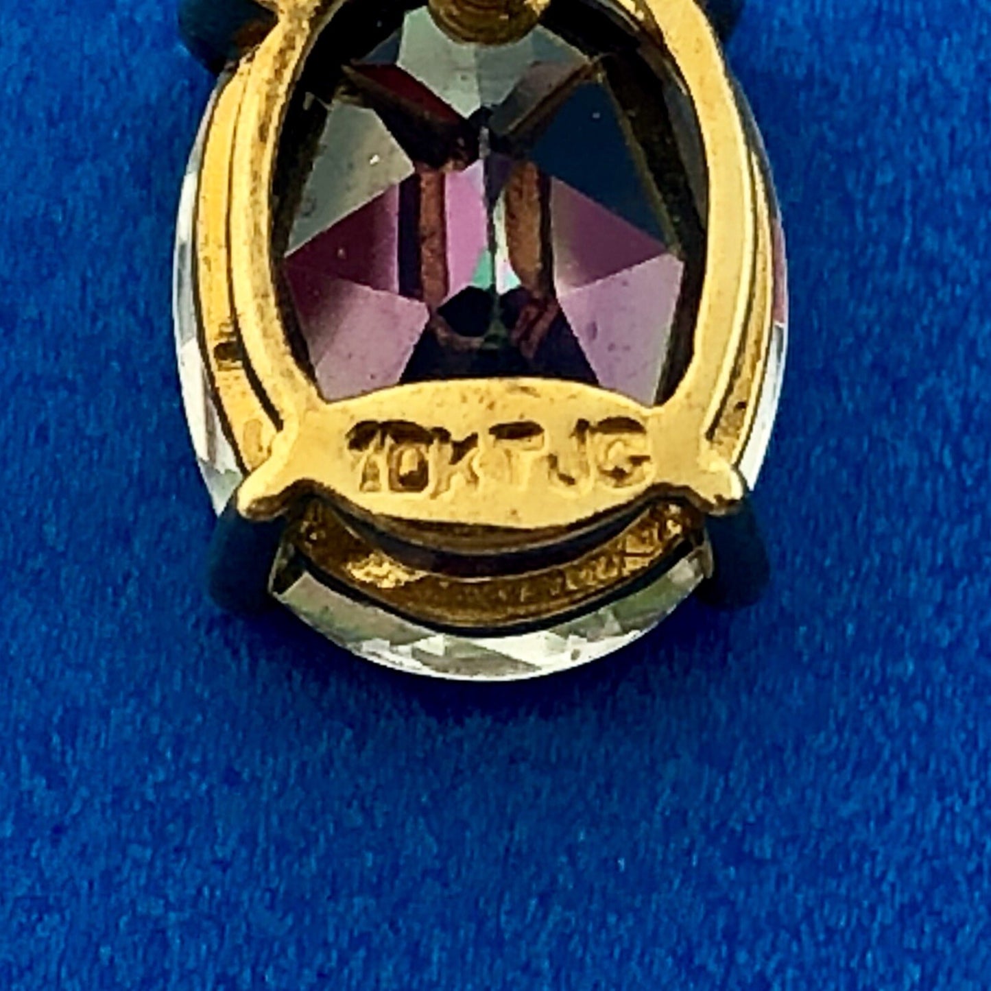 Vintage Designer TJC 10K Yellow Gold Oval Mystic Topaz Anniversary Stud Earrings