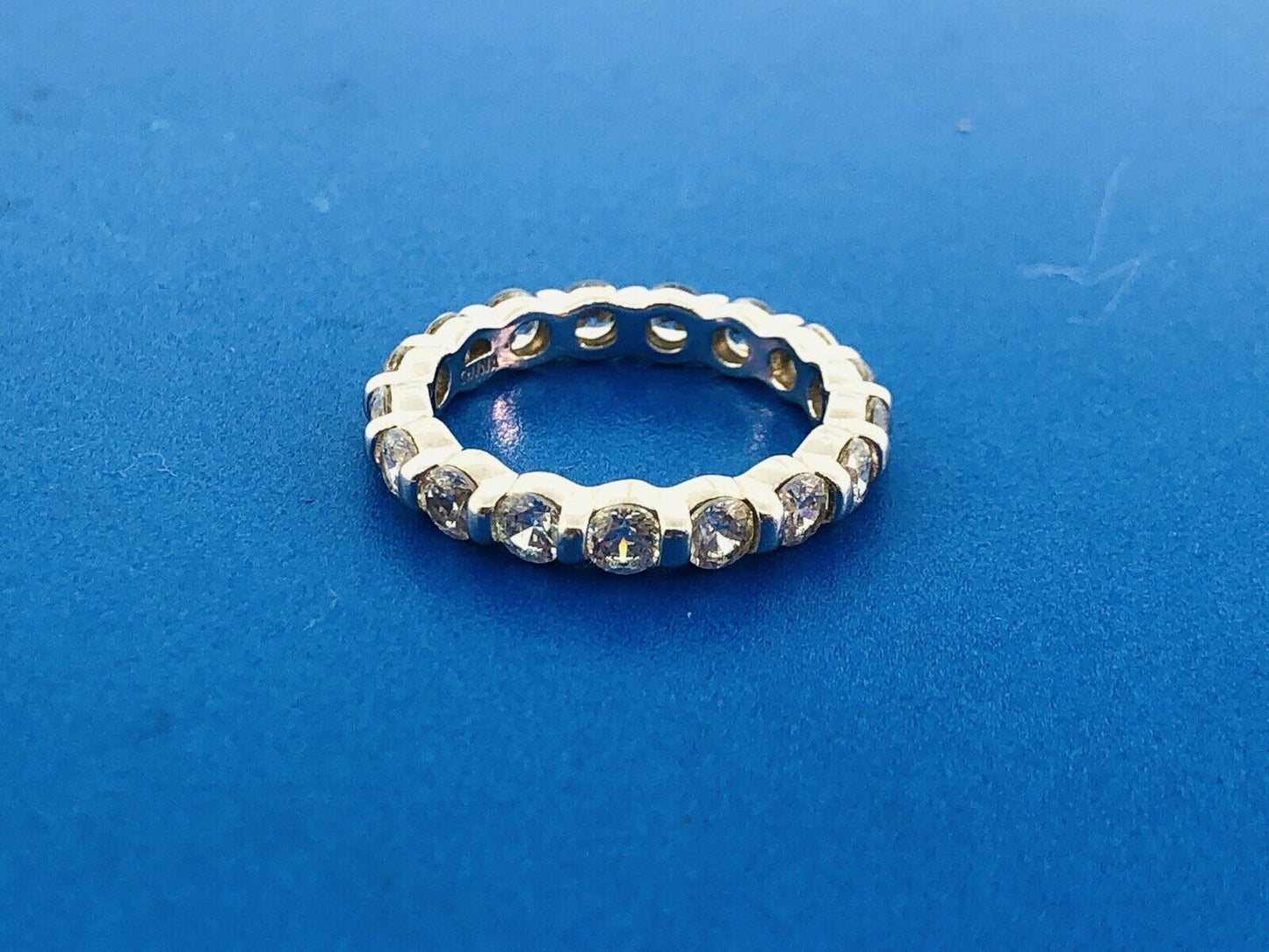 925 Sterling Silver Round Cubic Zirconia CZ Wedding Bridal Eternity Band Ring