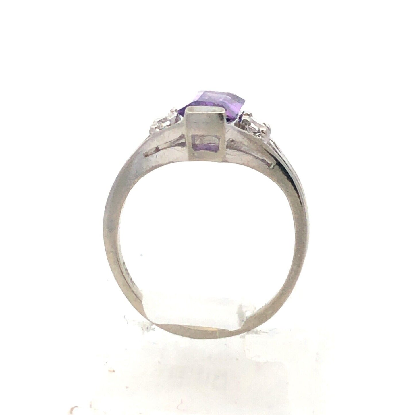 Vintage 10K White Gold Baby's Child's Amethyst White Topaz February Ring