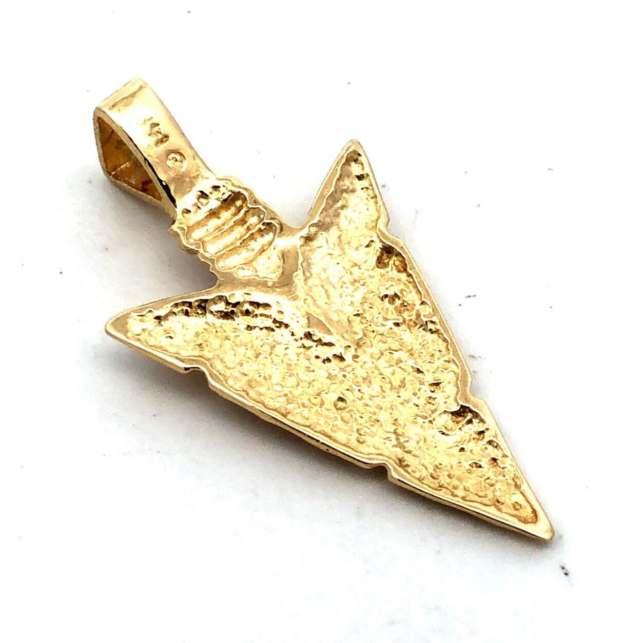 Designer 14K Yellow Gold Textured Diamond Cut Arrow Head Statement Pendant