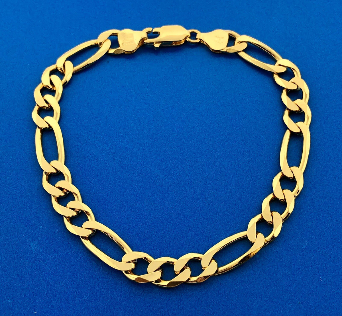 Milor Italy 925 Sterling Silver Vermeil Gold Tone Unisex Figaro Link Bracelet