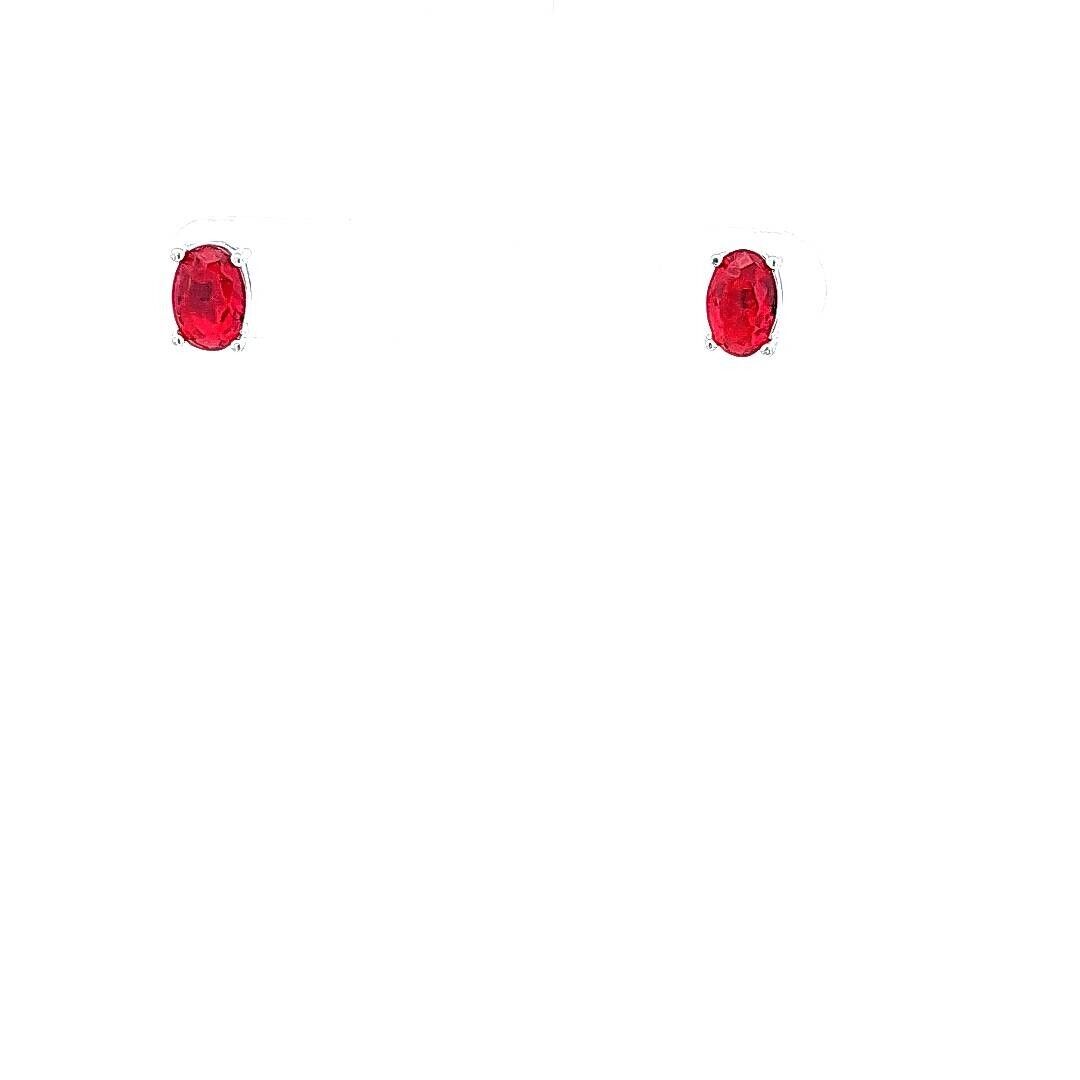 Designer 925 Sterling Silver Oval Red Cubic Zirconia Stud Earrings