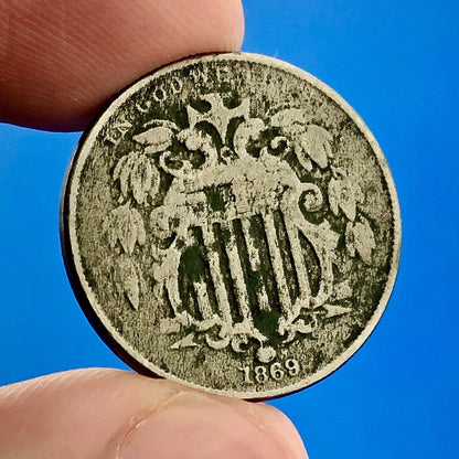 1869 P Shield Nickel Variety 2 Scarce Rare Better Key Philadelphia Mint Coin