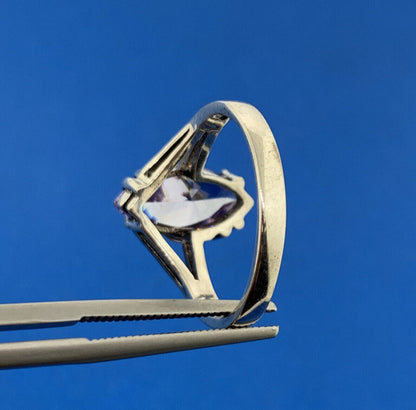 Designer 925 Sterling Silver Purple Marquise Cubic Zirconia CZ Modernist Ring