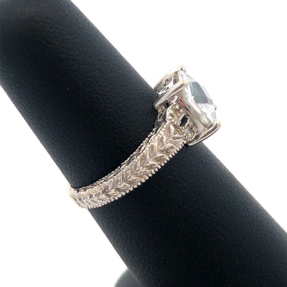 Designer 14K White Gold Cubic Zirconia CZ Engagement Wedding Bridal Ring
