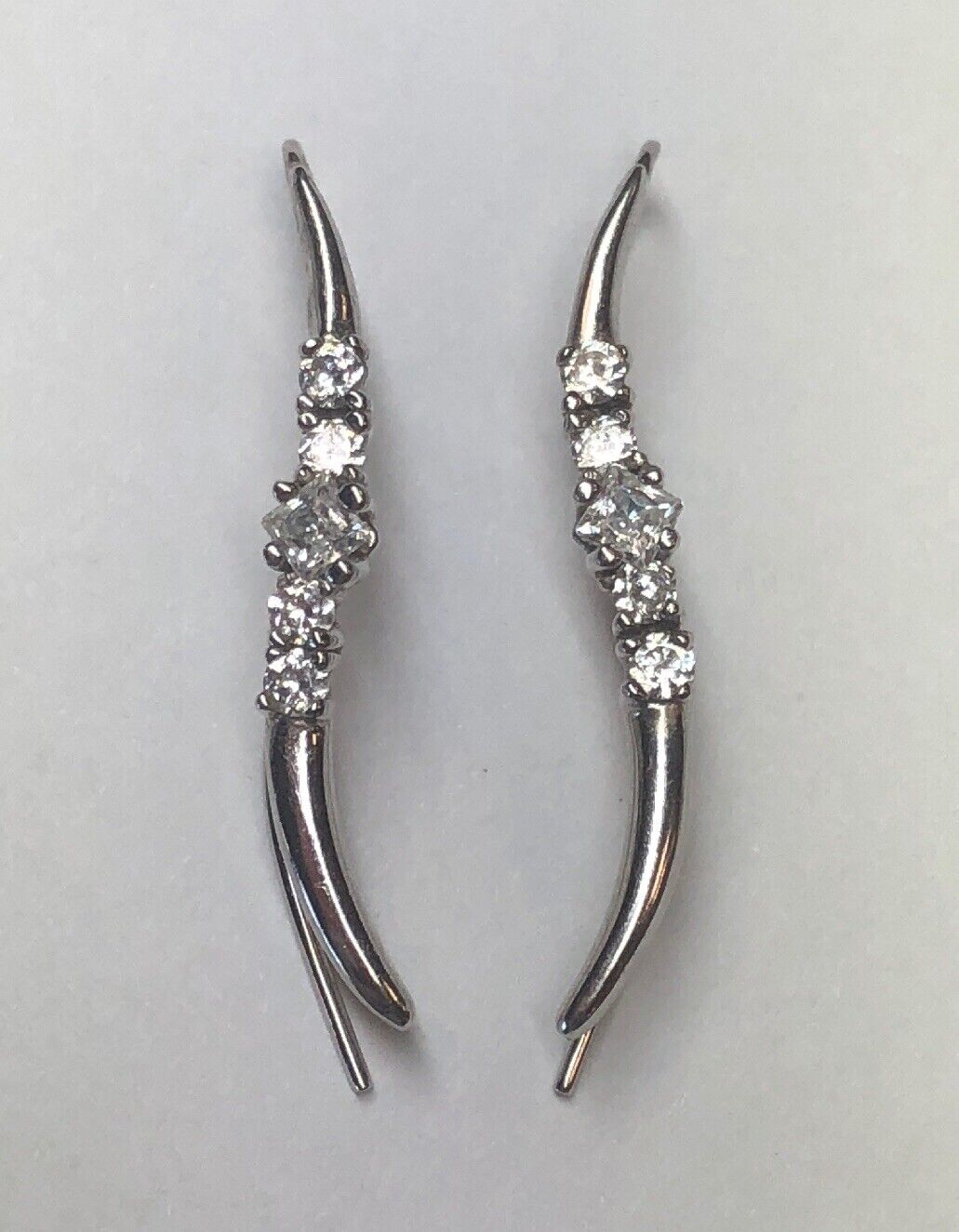 Designer Elegant 14K White Gold Cubic Zirconia Infinity Drop Dangle Earrings