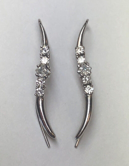 Designer Elegant 14K White Gold Cubic Zirconia Infinity Drop Dangle Earrings