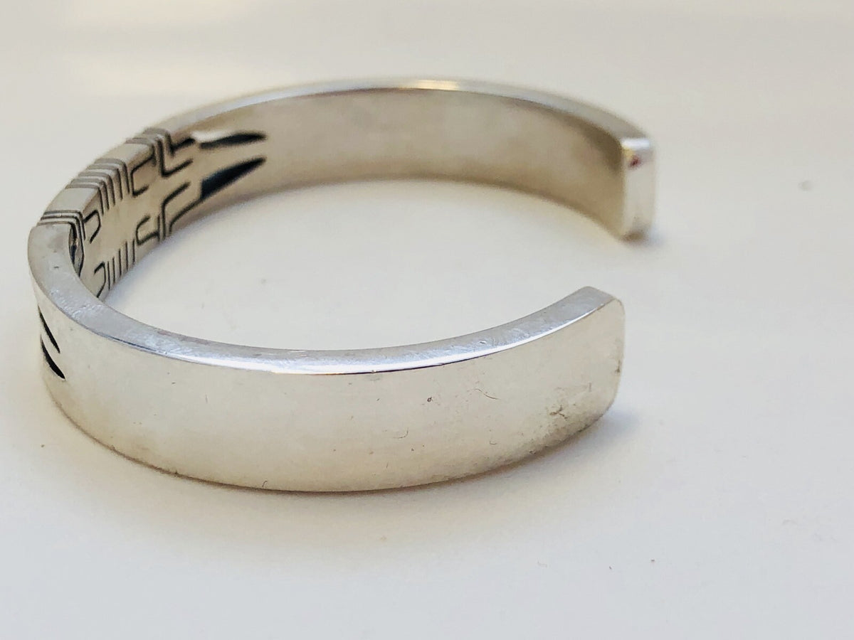 Artisan Sterling Silver 925 Geometric Open Work Modernist Cuff Bracelet