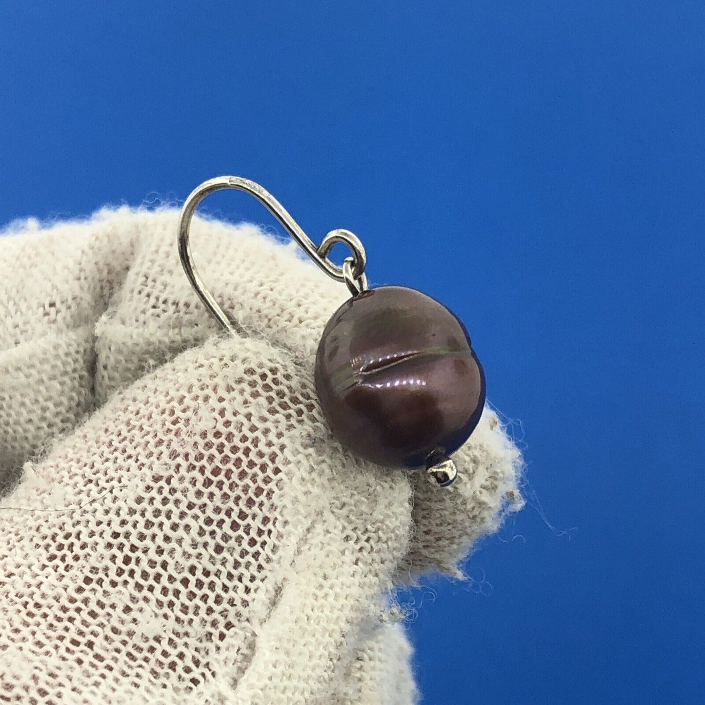 Honora Collection 925 Sterling Silver Oval Burgundy Pearl Drop Dangle Earrings