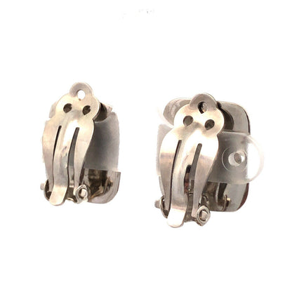 Designer Mexico Sterling Silver Brecciated Red Jasper Rectangle Clip Earrings