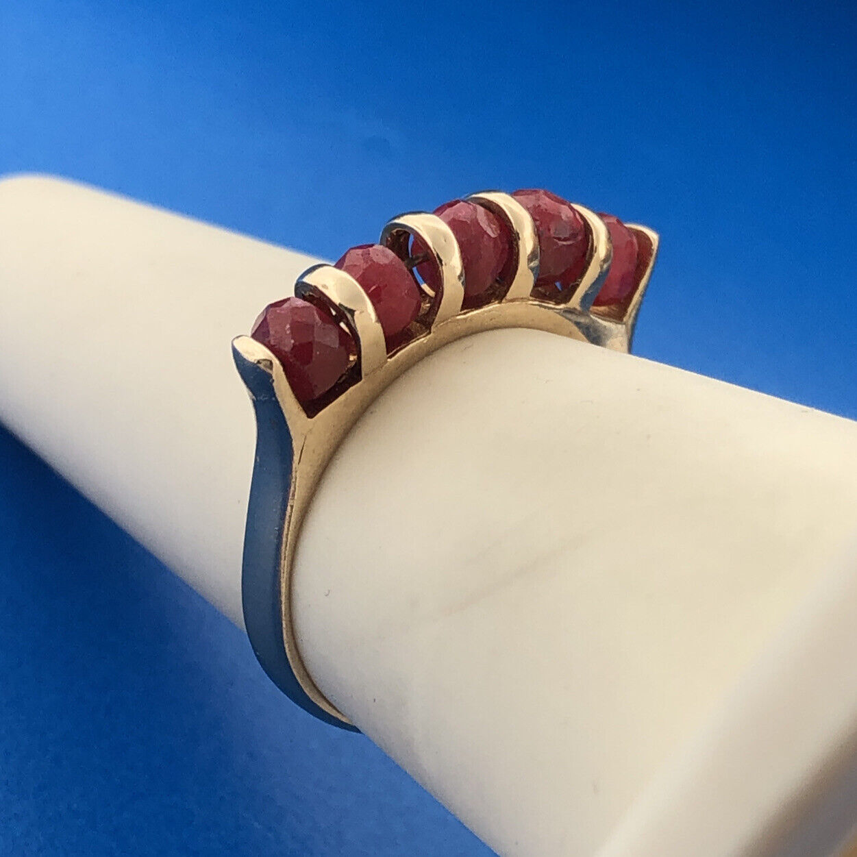 Designer Turkey Sterling Silver 925 Gold Vermeil Ruby Bead July Occasion Ring