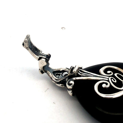 Carolyn Pollack R Moon 925 Sterling Silver Onyx Teardrop Scroll Enhancer Pendant
