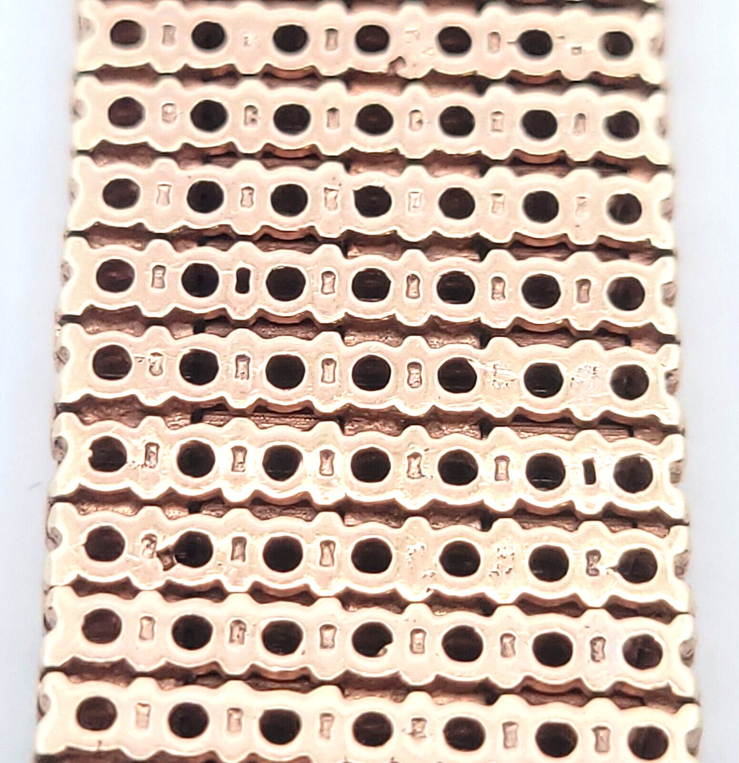 Women's 10K Rose Gold Seven Strand Round Diamond-Studded Wide Tennis Bracelet