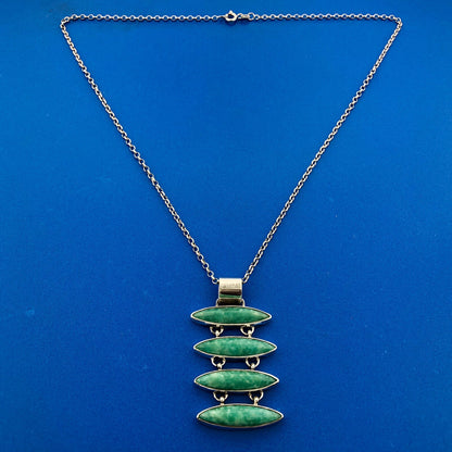 Stunning Sterling Silver 925 Cabochon Turquoise 18" Oval Link Pendant Necklace