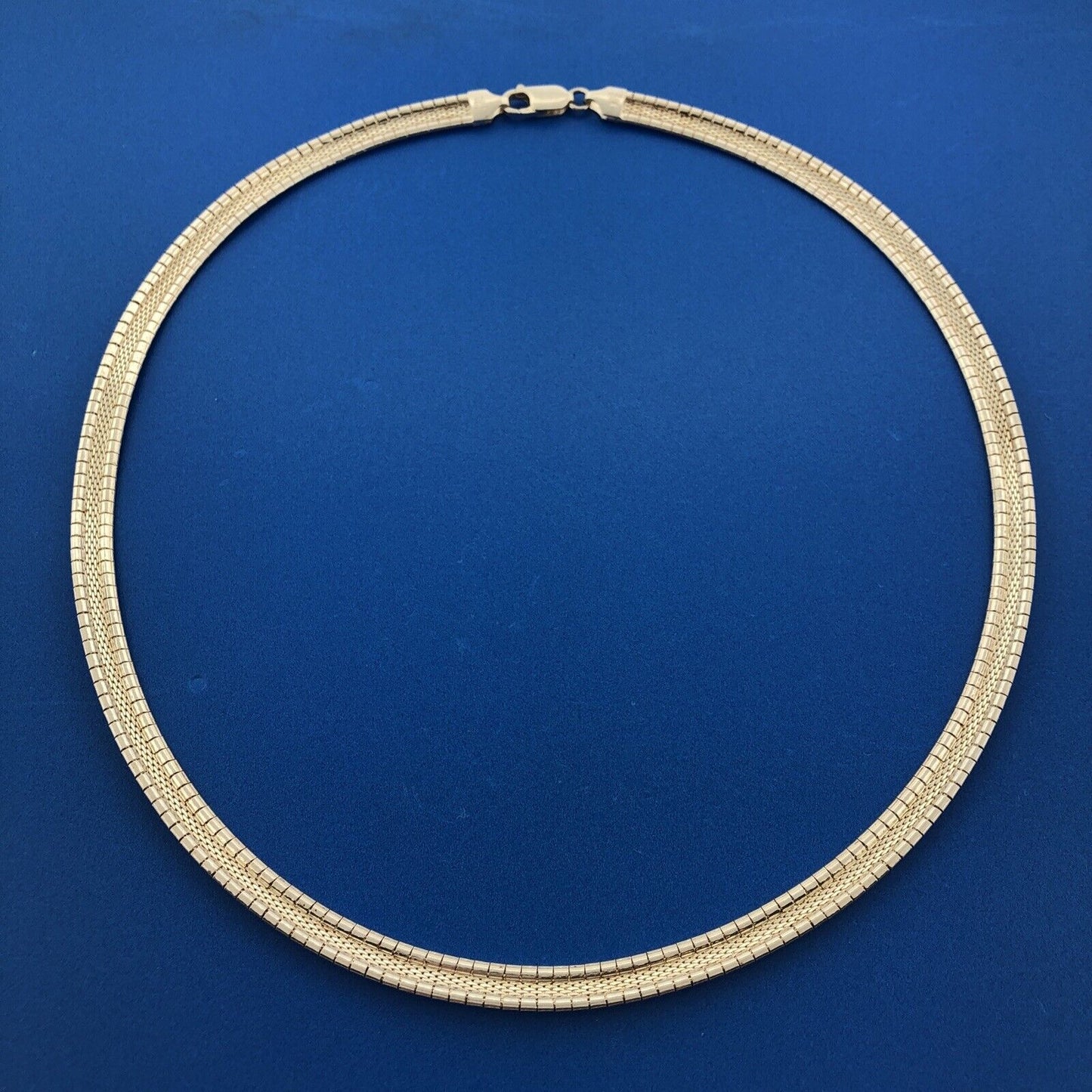 Classic Milor Italy Sterling Silver 925 Omega Snake Wide Choker Necklace