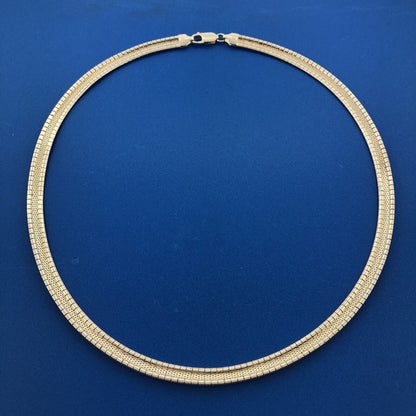 Classic Milor Italy Sterling Silver 925 Omega Snake Wide Choker Necklace