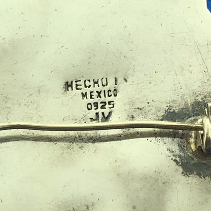 Vintage Taxco JV Sterling Silver 925 Gold Sheen Obsidian Statement Pin Pendant