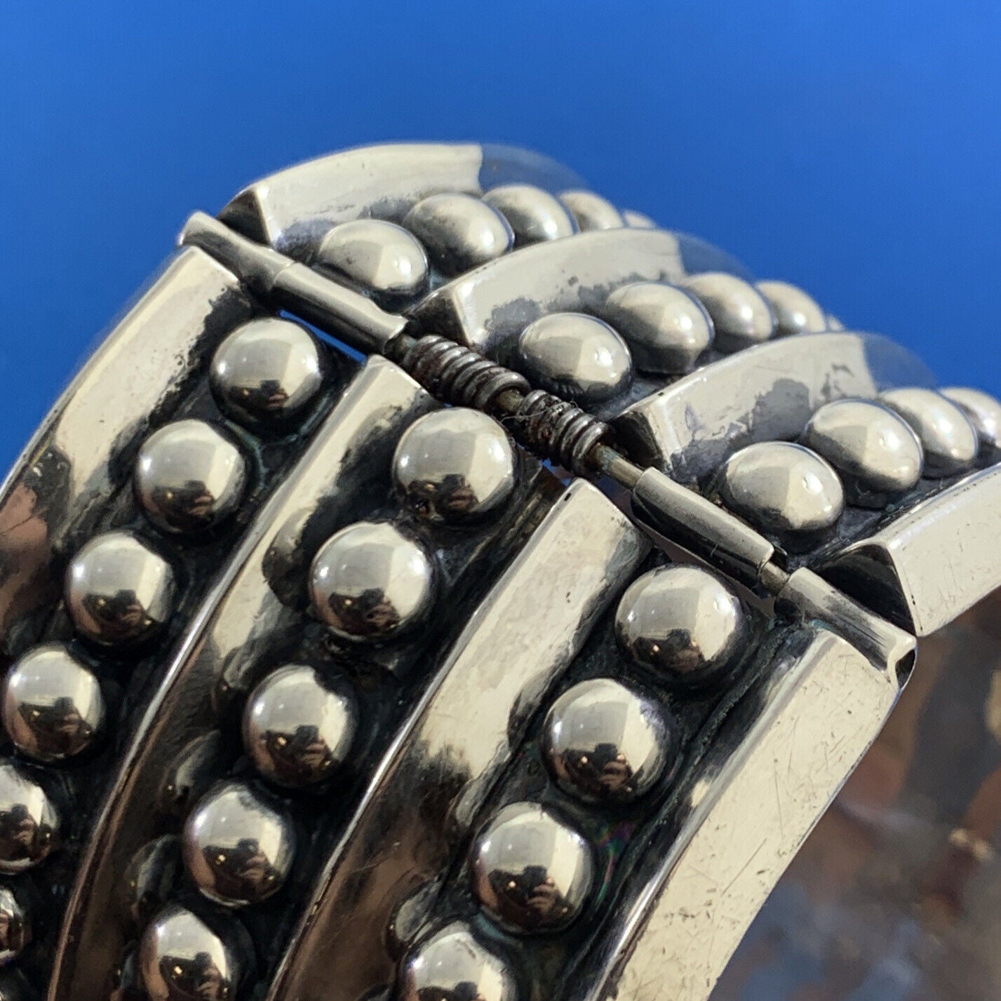 Mid Century Taxco Alfredo Villasana 925 Sterling Silver Statement Cuff Bracelet