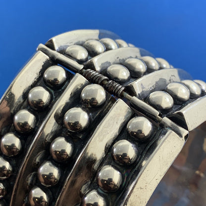 Mid Century Taxco Alfredo Villasana 925 Sterling Silver Statement Cuff Bracelet