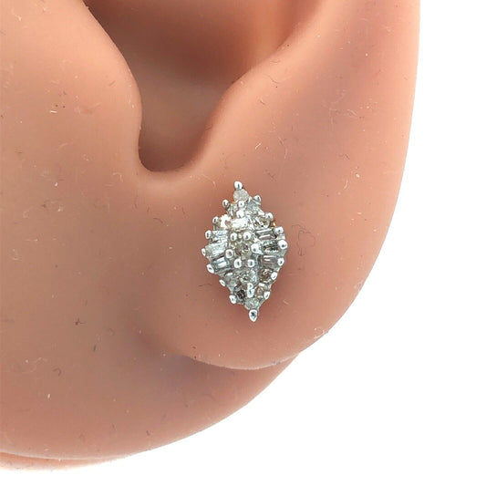 Designer 10K Yellow Gold Diamond Cluster Stud Earrings