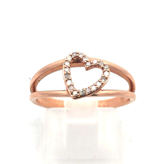 Designer 14K Rose Gold Diamond Heart Sweetheart Promise Anniversary Ring