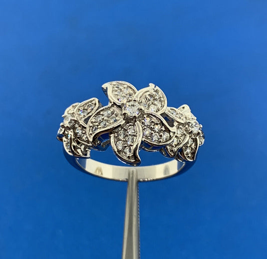 Joseph Esposito ESPO Sterling Silver 925 Cubic Zirconia CZ Flower Cluster Ring